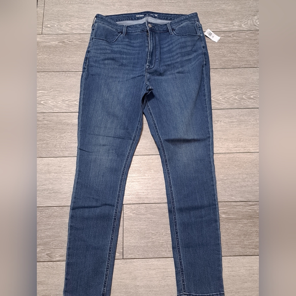 Brand New Old Navy Women's High Rise Super Skinny Tall Inseam Blue Denim Jeans